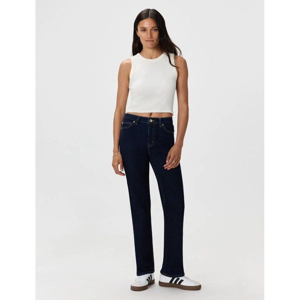 NWT Quince Bella Stretch Straight Jeans Size 27 Deep Rinse 94% Organic Cotton